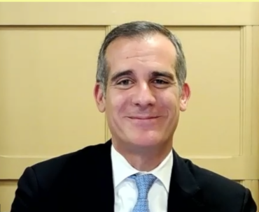 Los Angeles Mayor Eric Garcetti addressing Matador concerns during the CSUN Act Now virtual event on Oct. 20.