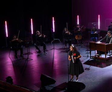 La Marisoul performing at The Soraya backed by CSUN Honors String Quartet.