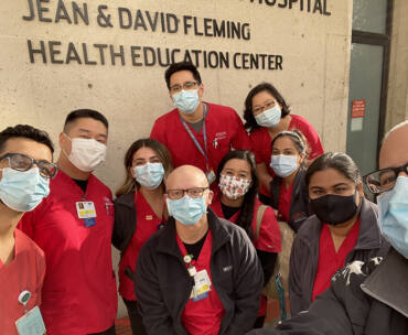 Group photo of CSUN nursing students at Valley Presbyterian Hospital.