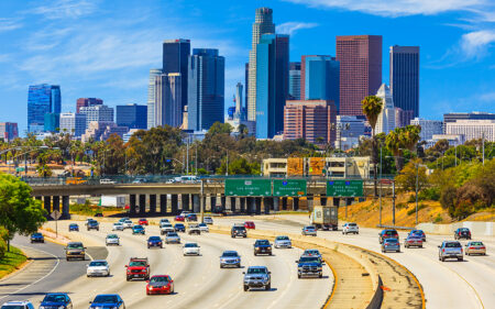 Skyline of Los Angeles with freeway traffic,CA - CSUN Newsroom