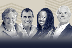 Mary Nichols, Kam Mahdi '84 (Engineering), Dawn James 'M.S. 03 (Geology), and Paul Jennings '85 (Marketing).