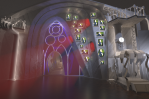 Lighting concepts for one of the many backgrounds in "Gianni Schicchi."