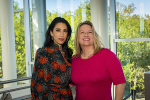 Huma Abedin poses with CSUN President Erika D. Beck.