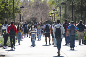Students walk on campus