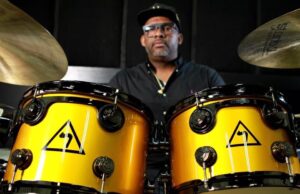 Trevor Lawrence, Jr. sits at his drum set.