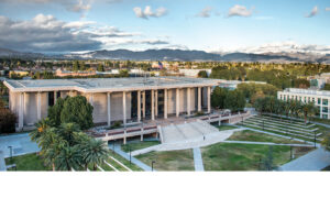 A drone shot of the CSUN Library