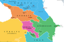 Map of Armenia and Azerbaijan.