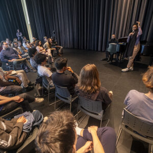 Jazz singer Samara Joy takes questions from Mike Curb College at The Soraya.