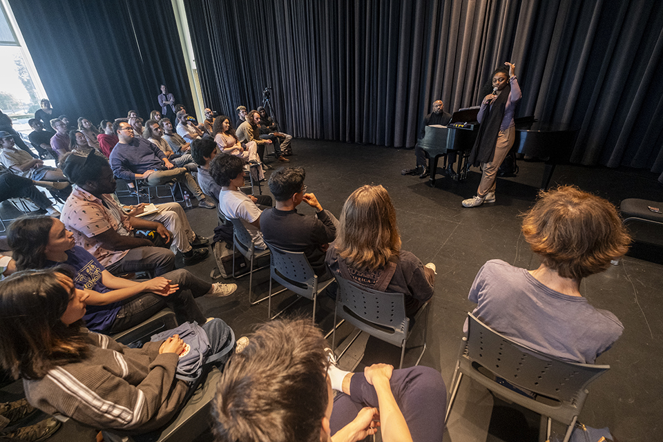 Jazz singer Samara Joy takes questions from Mike Curb College at The Soraya.