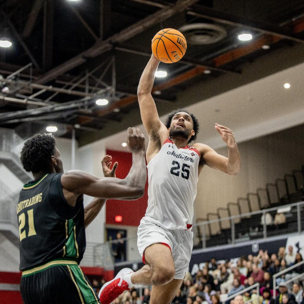 CSUN forward De'Sean Allen-Eikens makes a move in an 82-74 win Dec. 10, 2023, at UC Santa Barbara.