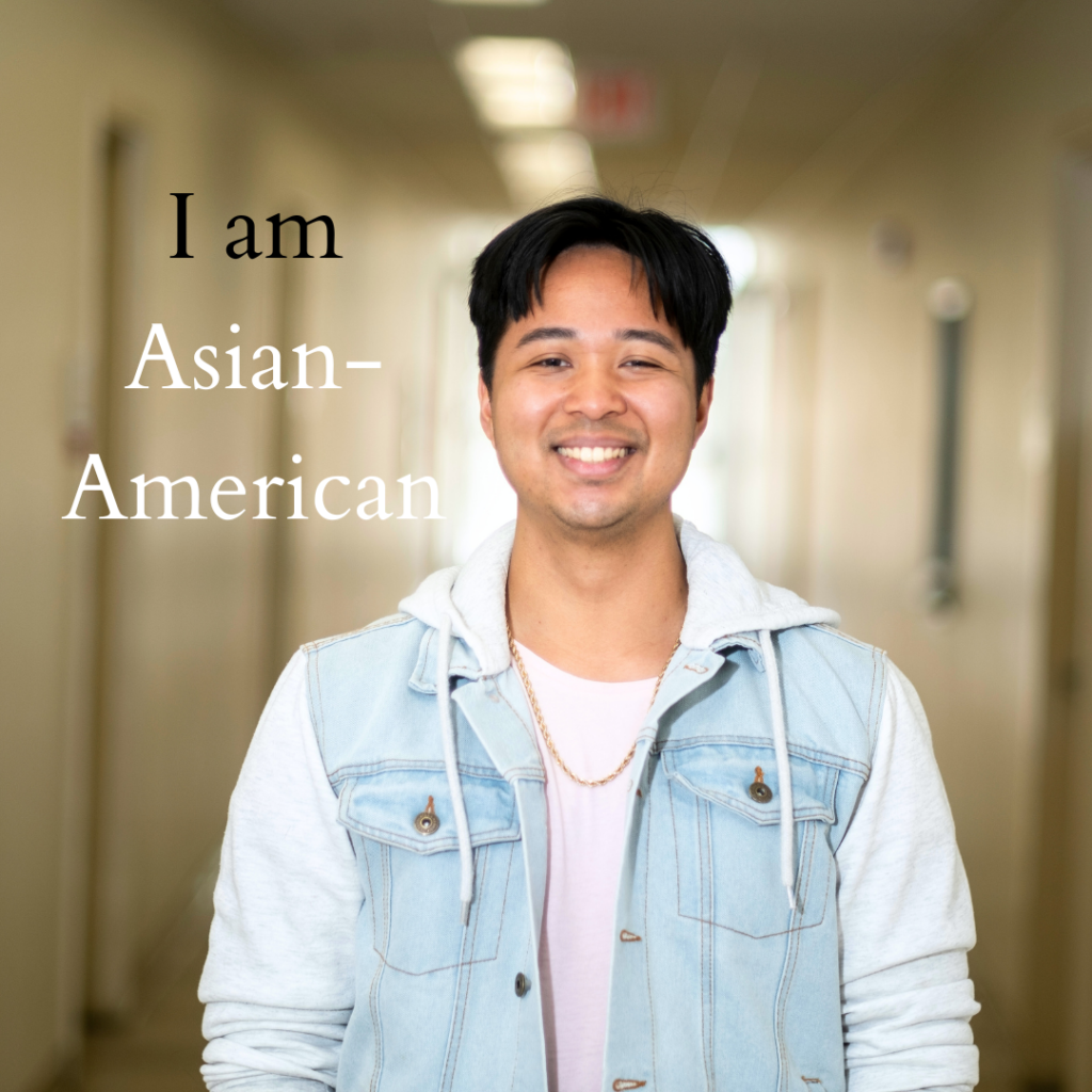 CSUN student Jason Castromero stands in the hallway of Valera Hall and identifies as Asian American. 