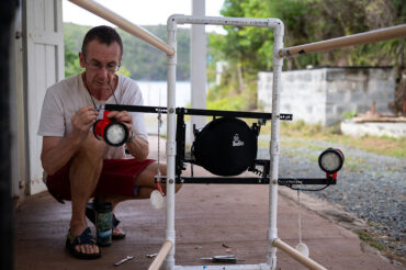 Peter Edmunds working on research equipment.