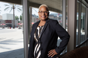 Debra Hammond poses in the University Student Union Sol Center, in 2017.