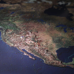 Satellite image of the west coast of the United States