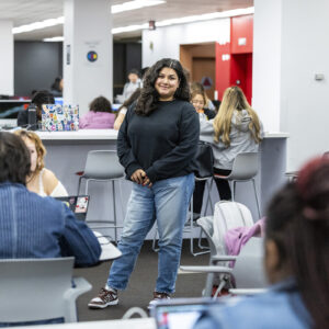 Lira Flores in the University Library.