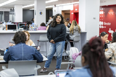 Lira Flores in the University Library.