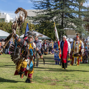 Dancers in traditional regalia.