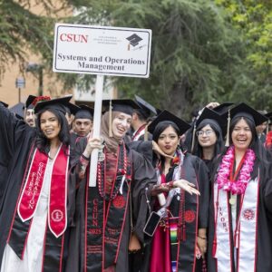 CSUN students celebrate at the David Nazarian College of Business & Economics commencement ceremony on Saturday, May 17, 2025.
