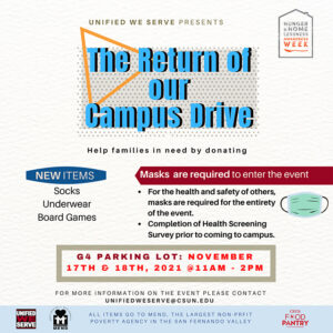 CSUN’s Unified We Serve Collecting Goods for Needy Families