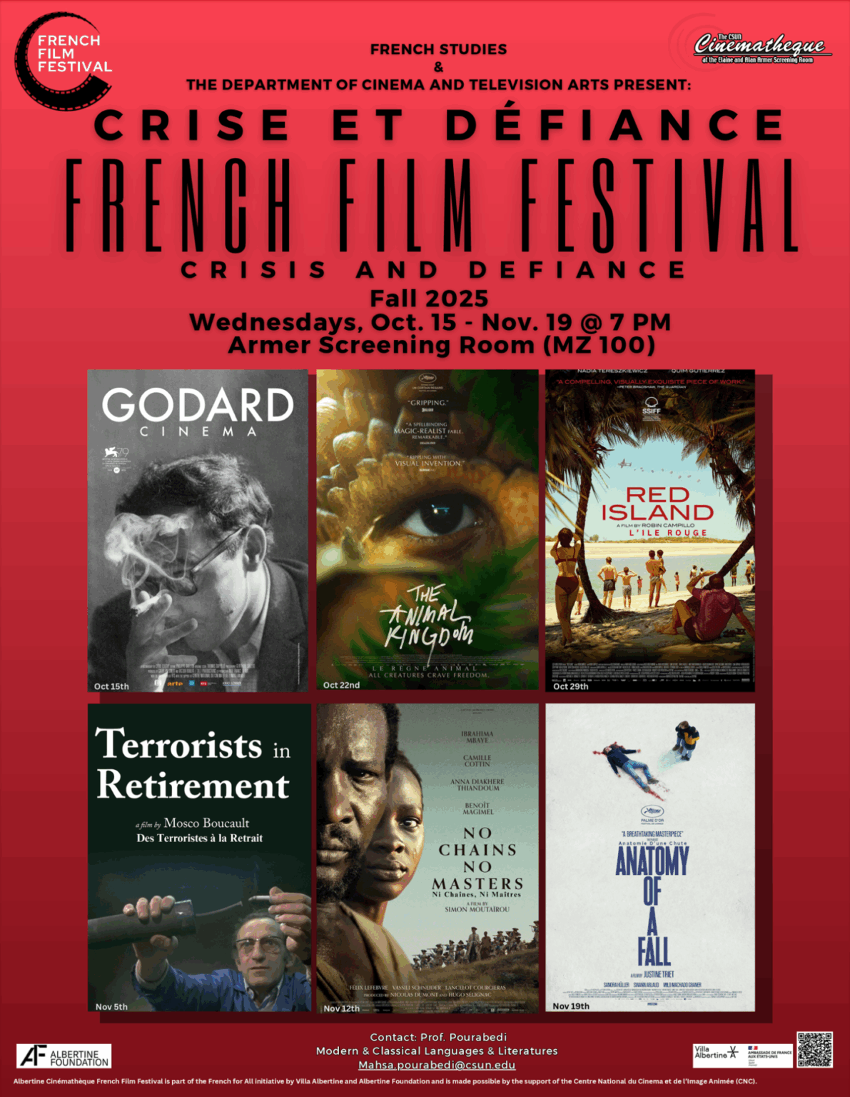 Flyer for "crisis and defiance" cinematheque series
