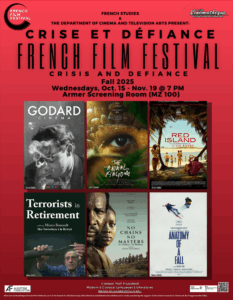 Flyer for "crisis and defiance" cinematheque series