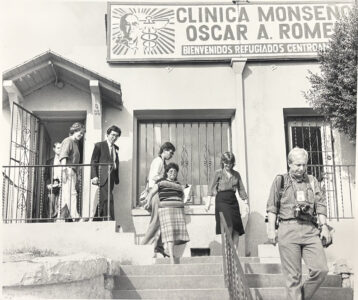 Outside of the Clínica Monseñor Oscar A. Romero