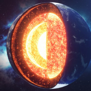 Illustration of the Earth and its core. Elements of this image furnished by NASA. 3D rendering