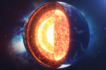 Illustration of the Earth and its core. Elements of this image furnished by NASA. 3D rendering