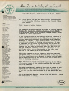 Scanned image of Letter concerning a meeting with the CRC San Fernando Valley Area Council, 1967-1969