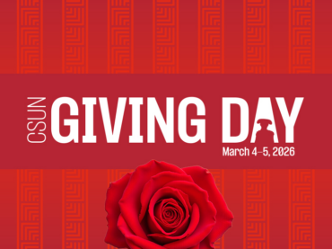 Red banner with a rose with white lettering that says CSUN Giving Day March 4-5, 2026.