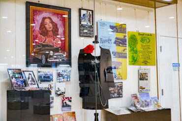 Clothing is part of the exhibit "The Politics of Low and Slow" at the University Library Exhibit Gallery, including Zoot Suits, a popular style in the 1940's, particularly for cruising in lowriders. Photo by Sonia Gurrola.