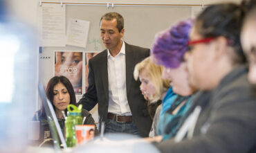 Art professor Dave Moon, pictured above working with students, has been awarded one of the CSU’s highest honors, the Wang Family Excellence Award. Photo by Lee Choo.