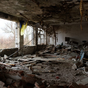 A bombed out school near Donbas, Ukraine. War can shift one’s moral compass and make committing violence against another person more acceptable, according to CSUN professor Anastasiia Timmer. Photo by Jakub Laichter, iStock