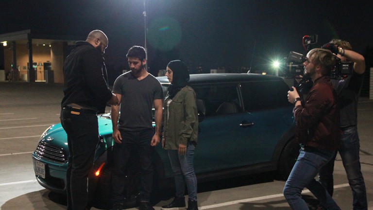 Student filmmakers on the set of •“A Beautiful Sin,” directed by Ahmad Jack Almazeedi.