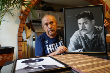 Panchito, a deported veteran raised in El Paso, Texas, was drafted into the U.S. Army during the Vietnam War, displays his boot camp and “in-country” portraits. One of the many photographs by Joseph Silva on display as part of “Deported Veterans: Photographs” at the Museum of Social Justice.