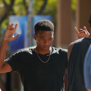 A scene from “Cuffed,” directed by CSUN Parker Caston, an entry in the virtual, international student film festival that runs through June 3.