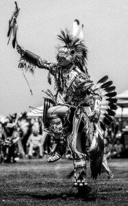 Photograph of Sam Sierra the Head Man selected for a past Annual CSUN Powwow. Samuel Sierra is a member of the Ysleta Del Sur Pueblo tribe from El Paso, Texas, and is half Filipino. Photo provided via CSUN Powwow Facebook.