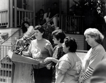 The Mothers of East Los Angeles (MELA) started in 1985 when a group of women organized to fight a proposal for the construction of a new state prison in their neighborhood. Their efforts were successful and the group has gained national recognition. The Mothers have become known for their advocacy and activism on behalf of issues that include protecting the environment, lead-poison awareness, water conservation, graffiti abatement and various other social issues. Photo credit: Oviatt Library, Urban Archives Center.