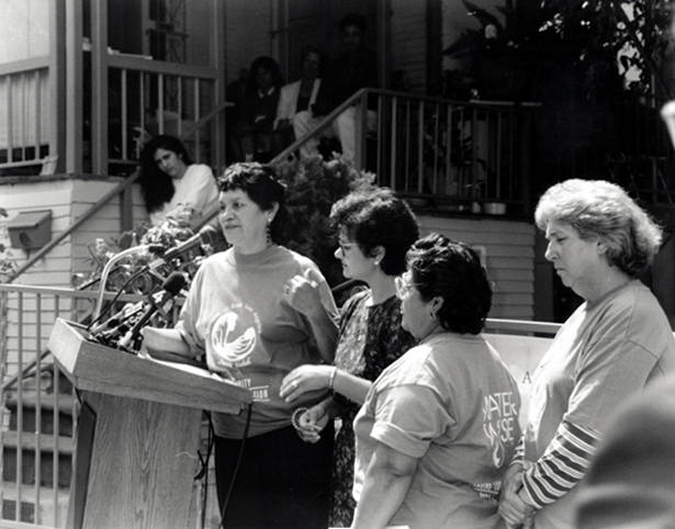 The Mothers of East Los Angeles (MELA) started in 1985 when a group of women organized to fight a proposal for the construction of a new state prison in their neighborhood. Their efforts were successful and the group has gained national recognition. The Mothers have become known for their advocacy and activism on behalf of issues that include protecting the environment, lead-poison awareness, water conservation, graffiti abatement and various other social issues. Photo credit: Oviatt Library, Urban Archives Center.