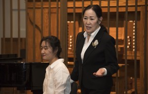 Shigemi Matsumoto speaks to students after the performance of CSUN student Jingling Gu at CSUN on March 3. Matsumoto taught a Master Class to vocal arts students in Nordhoff Hall.