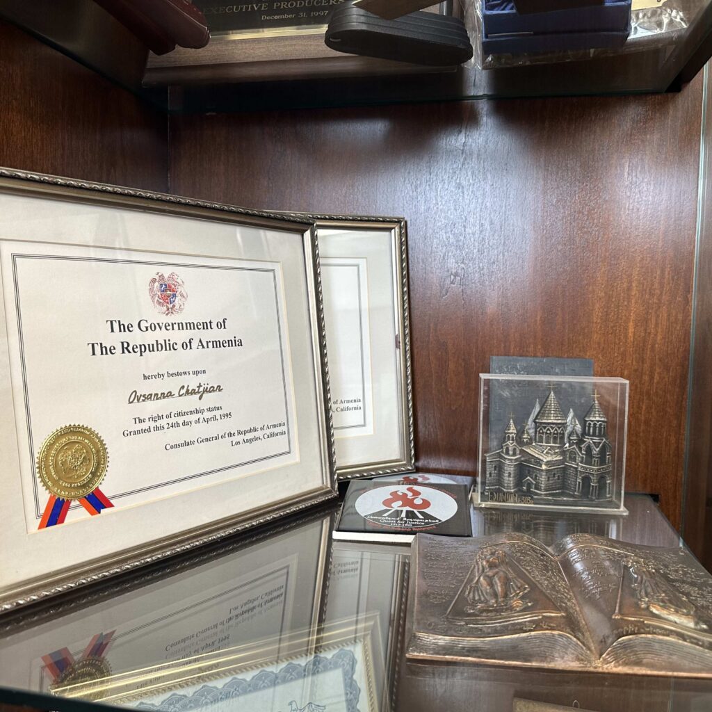 An award and some other memorabilia on display in Sierra Hall. Photo by Kaley Block.
