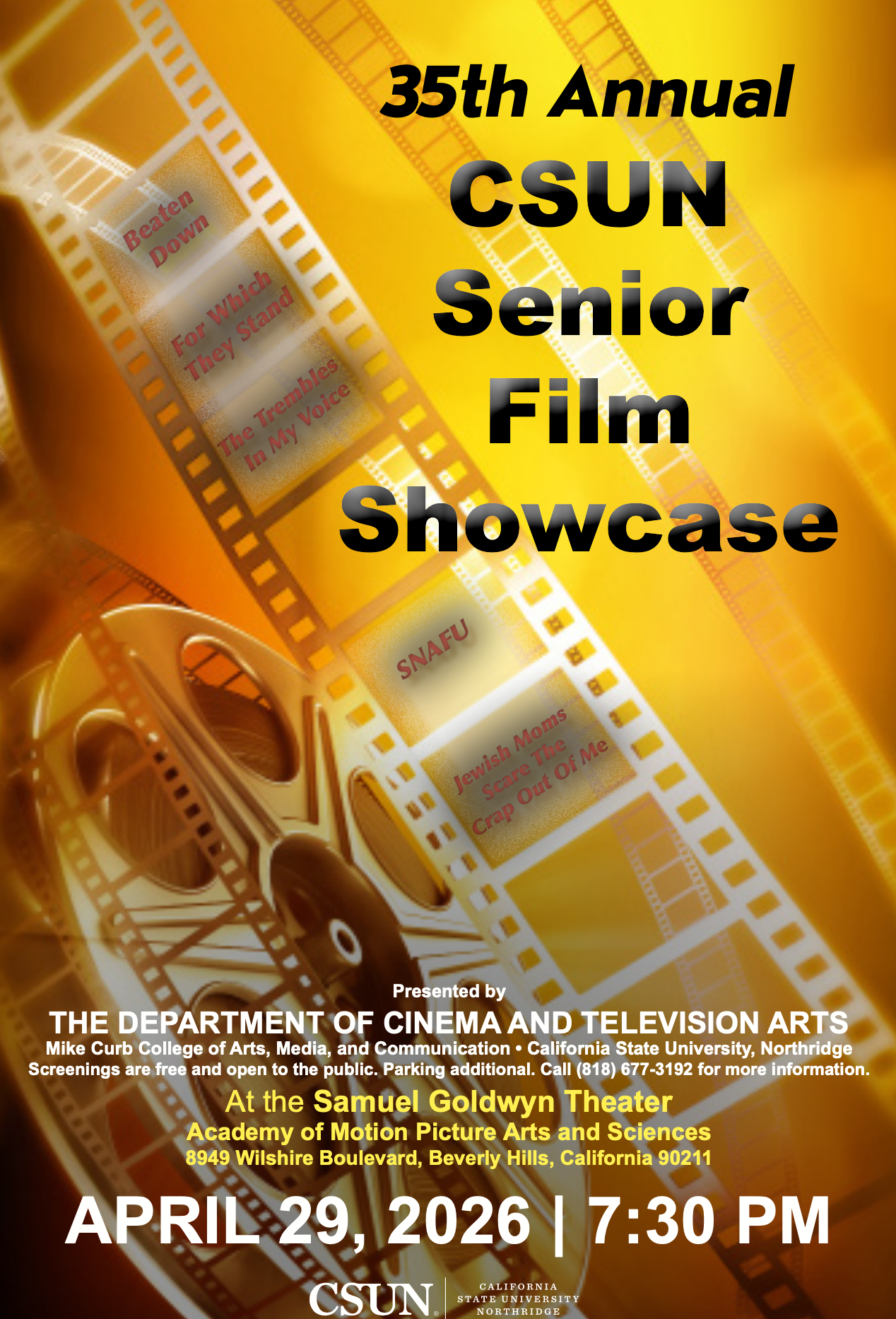 flyer for Senior FIlm Showcase