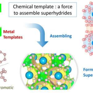 The metal sublattices in superhydrides form chemical templates due to the electron occupation of the quasi-atom orbitals that match the building units of H lattices. Many of these units are 3D aromatic and are largely stabilized by chemical templates of metals close to the s−d border. CSUN chemistry professor Maosheng Miao’s work explains the chemical mechanism of superhydride formation and provides an approach that can greatly enhance the efficiency of searching for complex superhydrides and other compounds by screening the metal templates first. Image courtesy of Maosheng Miao.