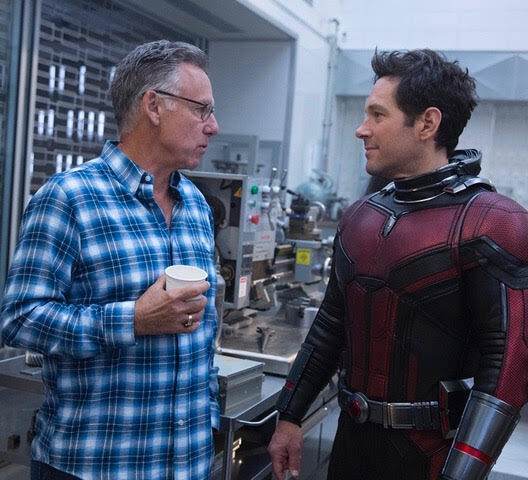 CSUN alum Michael Grillo on set with Paul Rudd for "Ant Man." 